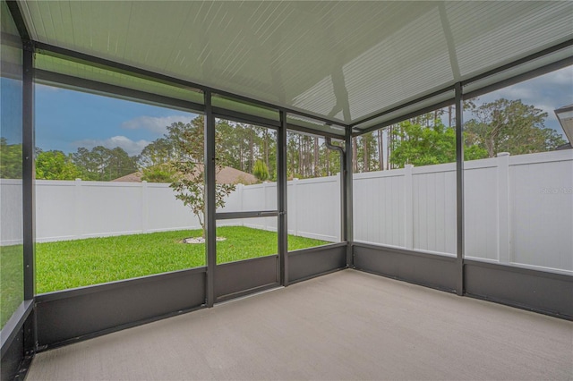 view of unfurnished sunroom