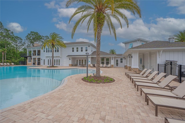 view of pool featuring a patio