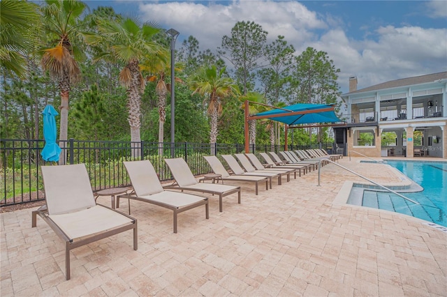 view of pool with a patio area