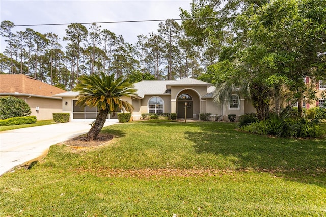 view of front of property with a front lawn