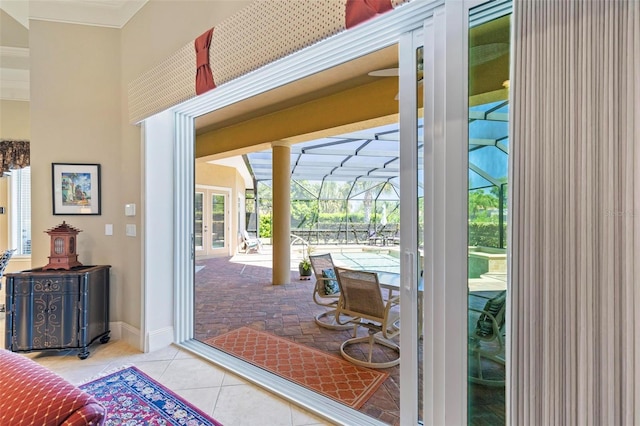 entryway with light tile floors