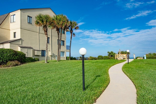 view of property's community with a yard