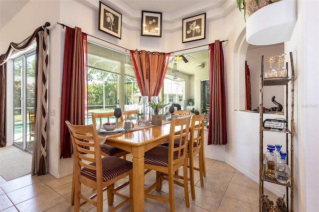 dining area featuring tile floors