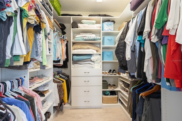 spacious closet with light wood-type flooring