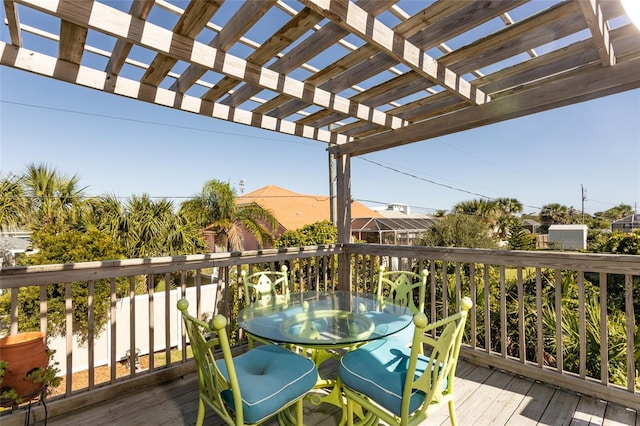 deck featuring a pergola