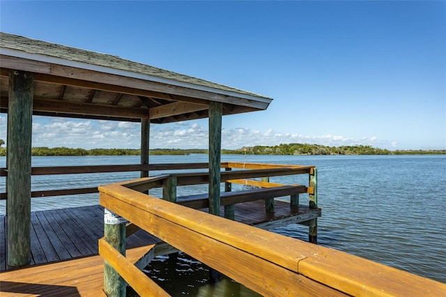 view of dock featuring a water view