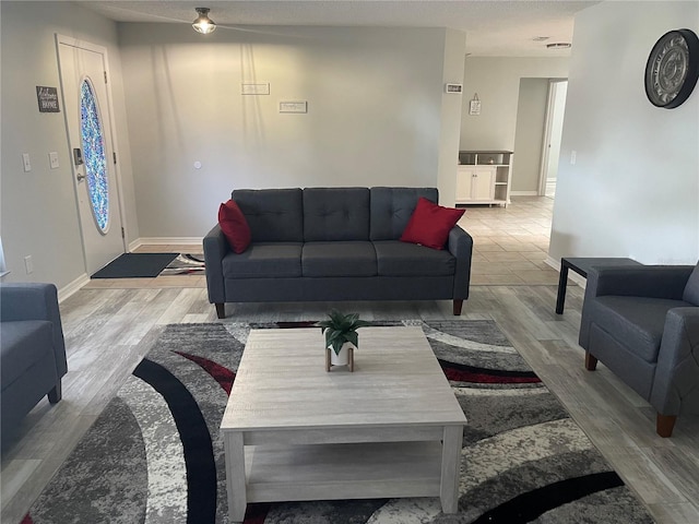 view of tiled living room