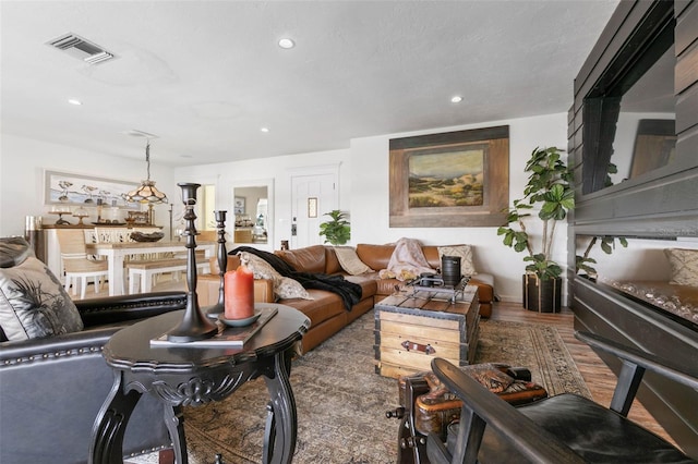 living room featuring wood-type flooring