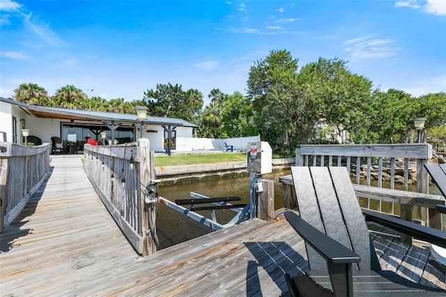 view of dock featuring a water view