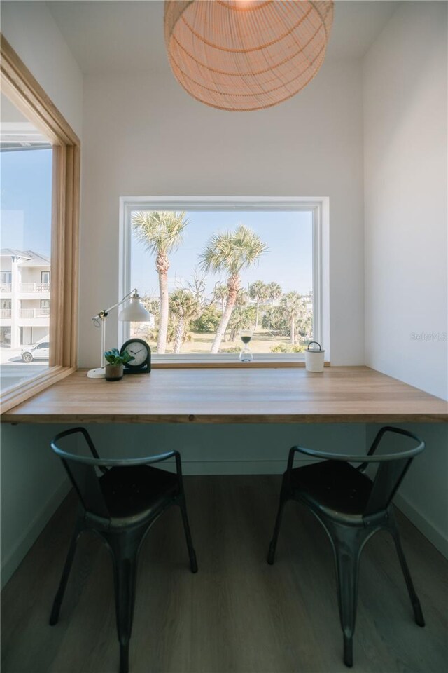 home office featuring hardwood / wood-style floors