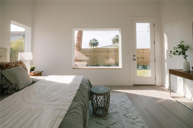 bedroom with light wood-type flooring