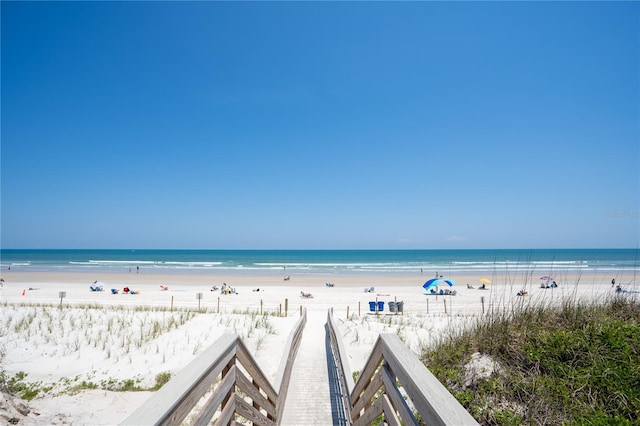 property view of water with a beach view