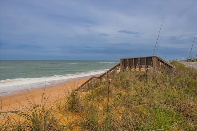 view of water feature featuring a beach view