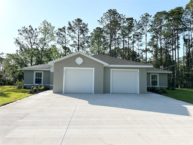 single story home with a garage