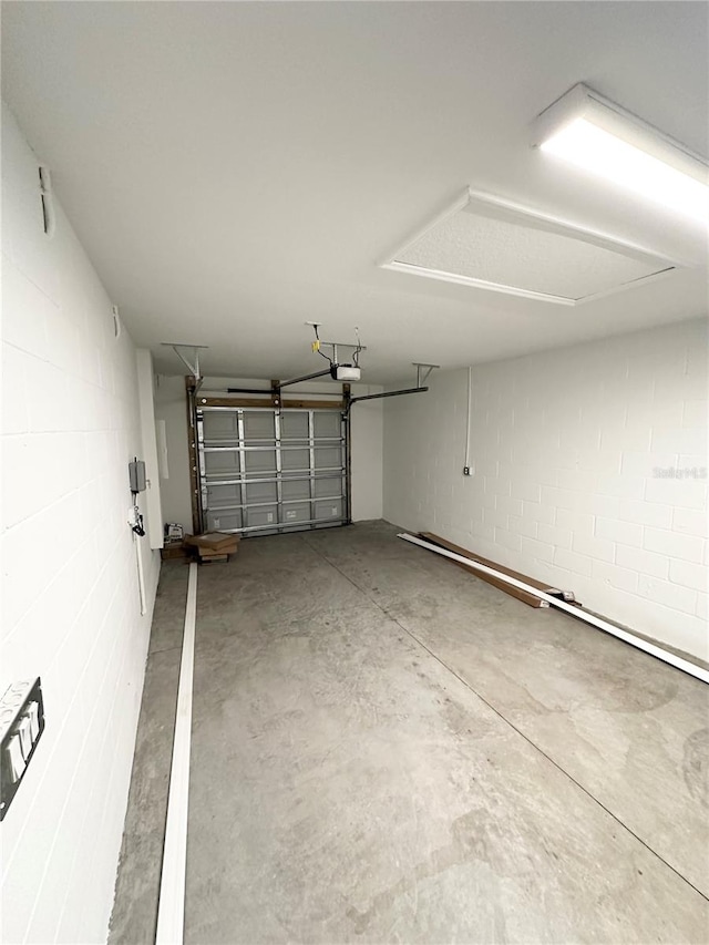 garage with a garage door opener