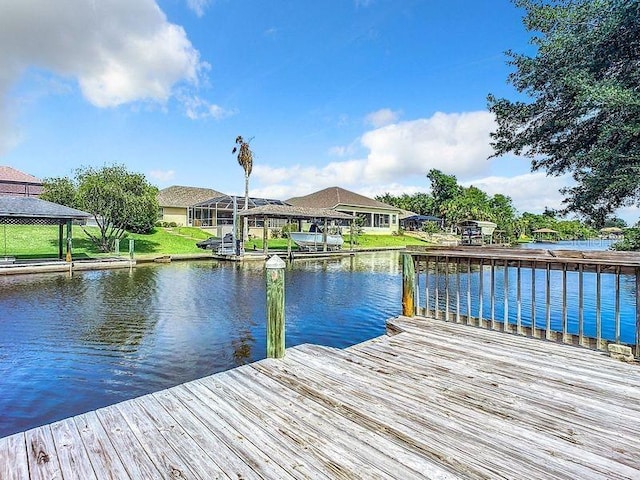 view of dock featuring a water view