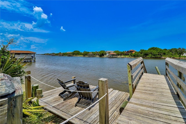 view of dock featuring a water view