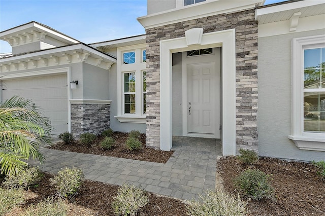 property entrance featuring a garage