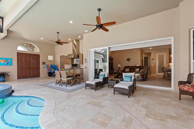 view of patio / terrace featuring ceiling fan