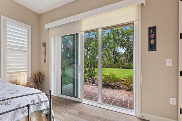 bedroom featuring access to outside