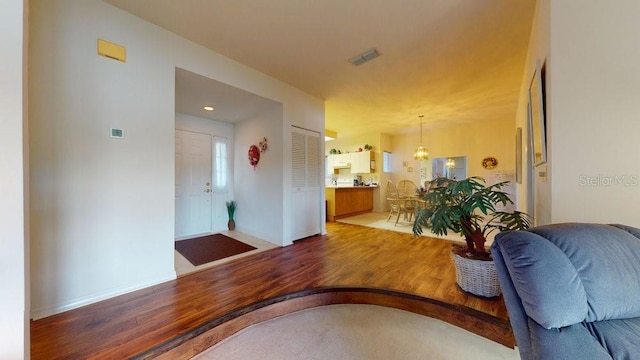 living room with wood-type flooring