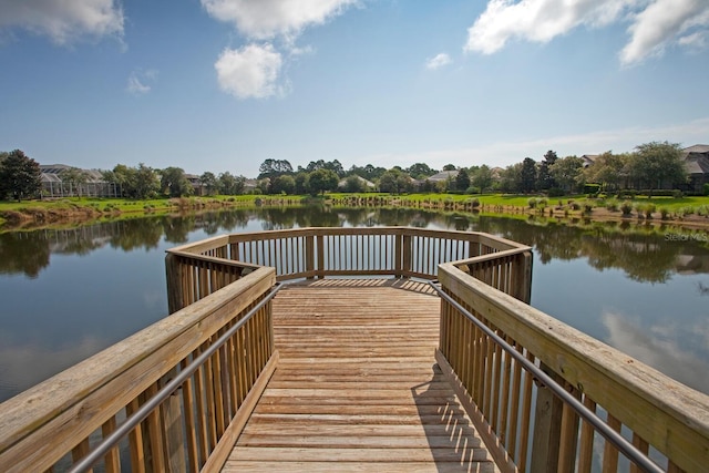 dock area featuring a water view