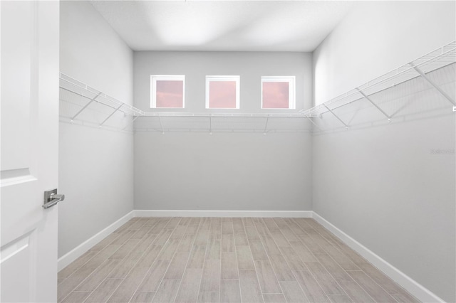 spacious closet with light wood-type flooring