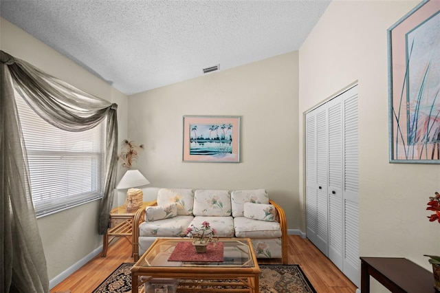 36 Coral Reef Ct N A/B, Unit A/B Palm Coast, FL 32137 - living area with light wood finished floors, a textured ceiling, and vaulted ceiling