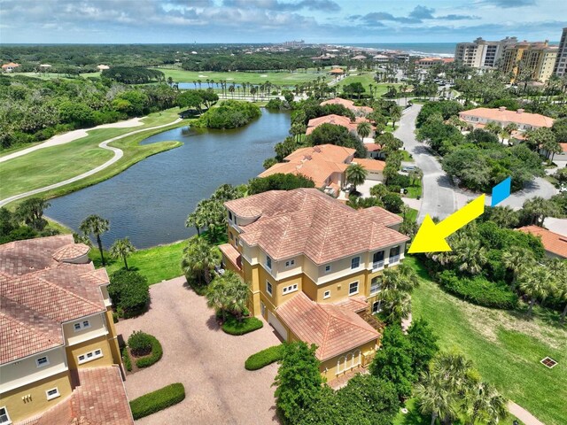 bird's eye view featuring a water view