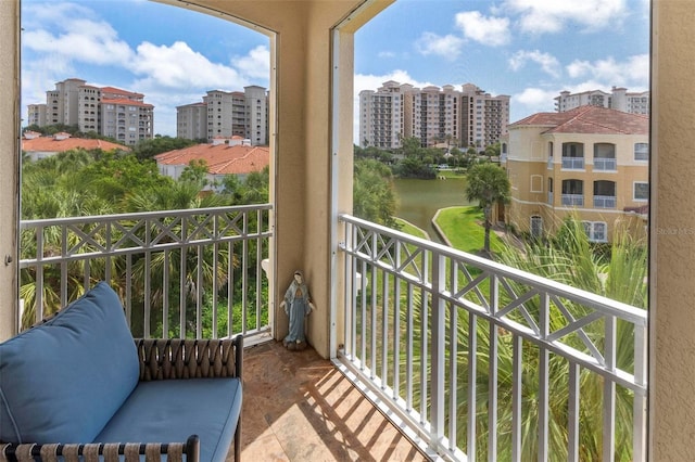 balcony with a water view