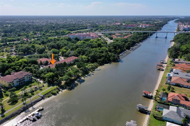 bird's eye view featuring a water view