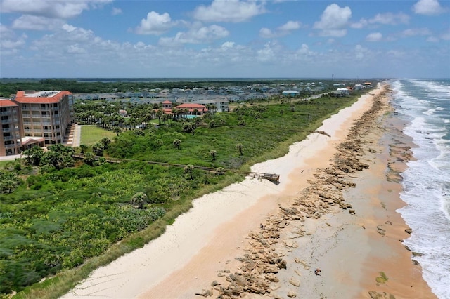 aerial view with a beach view and a water view