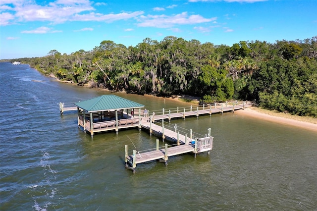 view of dock featuring a water view