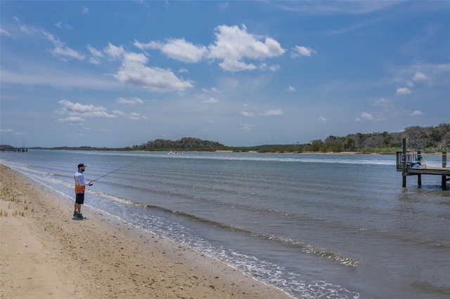 property view of water with a beach view