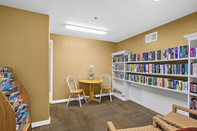 sitting room with dark carpet