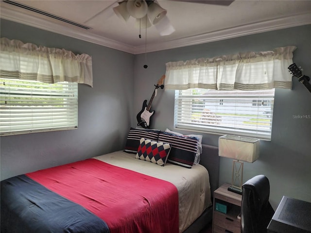 10611 SW 164th St, Miami, FL 33157 - bedroom featuring multiple windows, crown molding, and ceiling fan