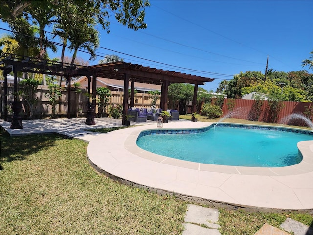 10611 SW 164th St, Miami, FL 33157 - view of swimming pool with a pergola, an outdoor hangout area, and a patio