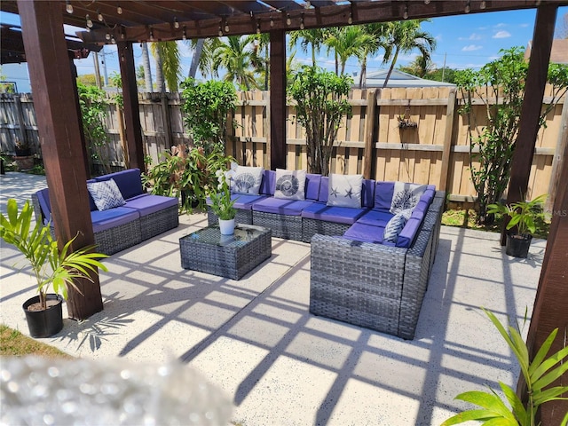 10611 SW 164th St, Miami, FL 33157 - fenced backyard featuring a pergola, an outdoor hangout area, and a patio area