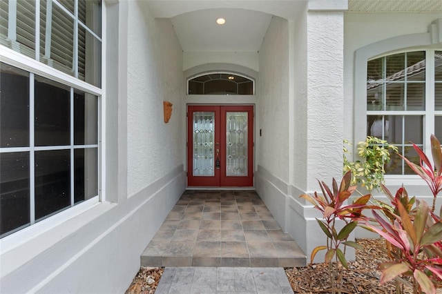 view of exterior entry with french doors