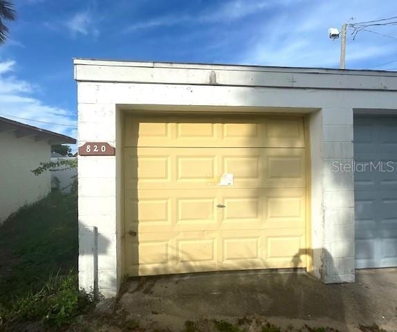 view of garage