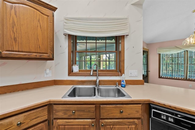 kitchen featuring black dishwasher and sink