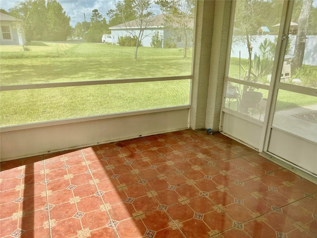 view of unfurnished sunroom