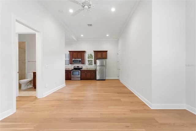 12245 Park Ave, Windermere, FL 34786 - interior space with ornamental molding, light wood-style flooring, baseboards, and recessed lighting