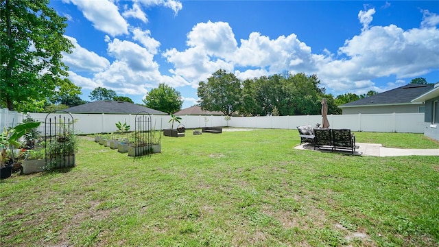 view of yard featuring a patio area