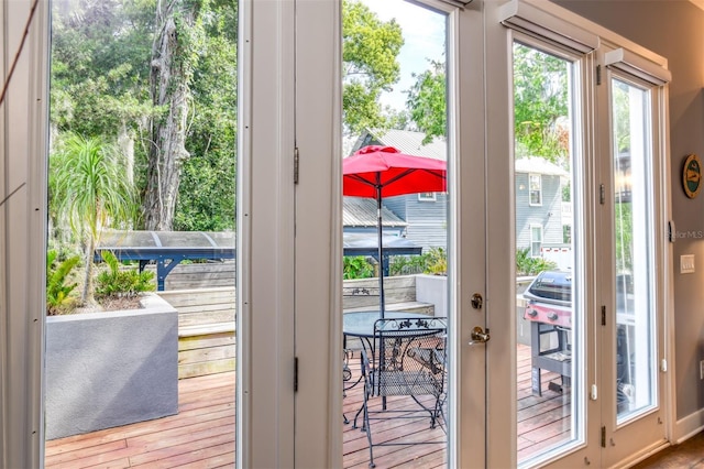 doorway to outside featuring french doors