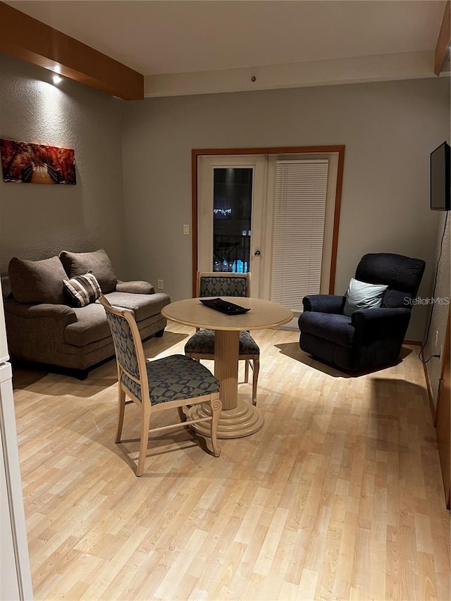 living room with light hardwood / wood-style floors