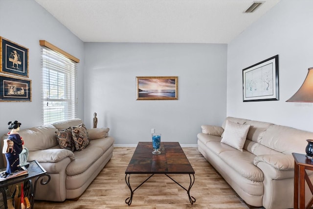 living room with wood-type flooring