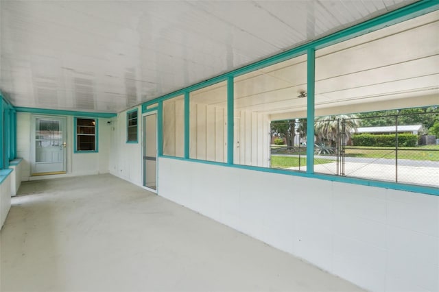 view of unfurnished sunroom