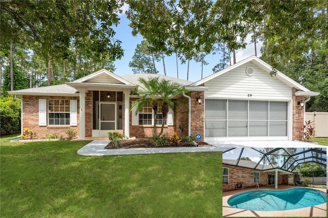 view of front of home with a garage and a front yard