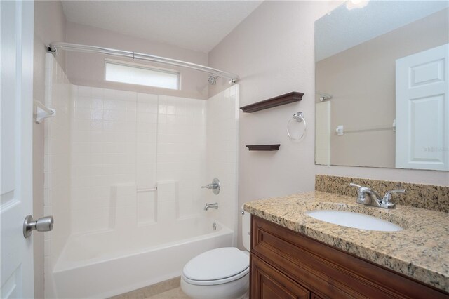 full bathroom featuring vanity, shower / bathtub combination, and toilet